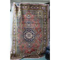 100% wool Iranian Mahalat area carpet with rose colour background, center medallion, overall floral 