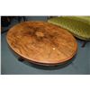 Image 1 : Antique Victorian matched grain burl walnut center pedestal tilt top loo table with inlaid center pa