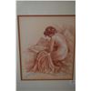 Image 1 : Original sanguine chalk drawing of a nude by French artist Yves Diey, 10 1/2" X 8 1/2"