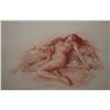 Image 1 : Original sanguine chalk drawing of a nude by French artist Yves Diey, 9 1/2" X 13"