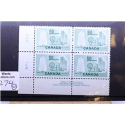Large selection of non-circulated Canadian collectible postage stamps, all in joined set of four, al