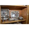 Image 1 : Shelf lot of collectible silver-plate including lidded casseroles, spooners, meat platter, three bra