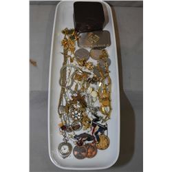 Selection of collectible jewellery, coins and medallions including gent's cufflinks and tie pins, st