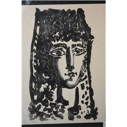 Framed limited edition lithograph of a Spanish female portrait, attributed to Pablo Picasso, 237/245