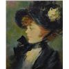 Image 1 : Framed oil on canvas portrait painting of a young woman signed by artist Jose Puyet and titled verso