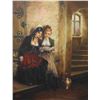 Image 1 : Framed original oil on canvas painting of two young ladies reading a letter signed by artist Willi d