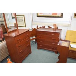 Imperial maple bedroom suite including four drawer mirrored highboy, five drawer lowboy, single draw