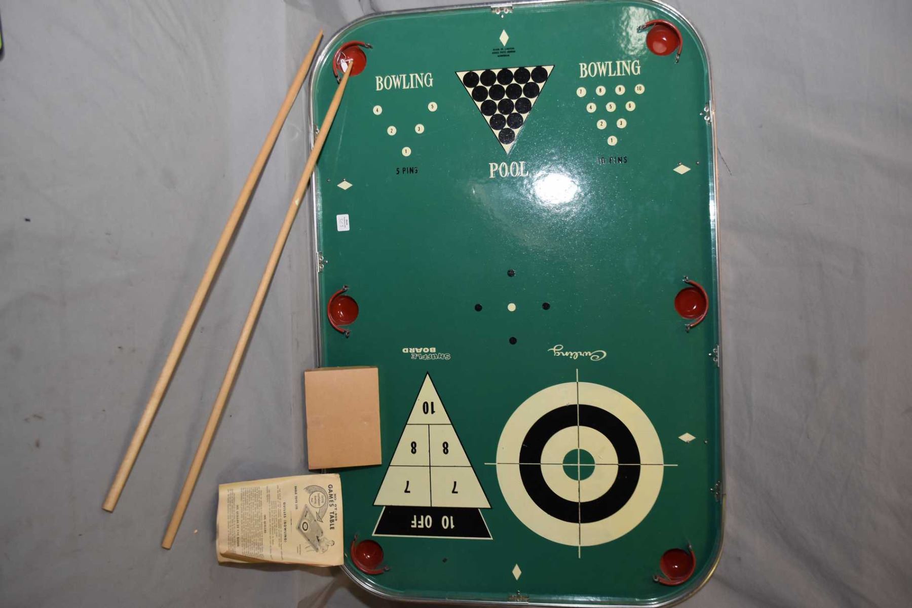 Vintage Table Top Multi Game Including Bowling Pool Curling And Shuffleboard Made By Eagle Toys L