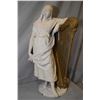 Image 1 : Antique bronze figure of a lady with harp painted white, 21" in height