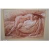 Image 1 : Original sanguine chalk drawing of a nude by French artist Yves Diey, 8" X 10"