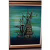 Image 1 : Framed original acrylic on board painting titled on verso "Spanish Galleon" by artist Stuart, 29" X 