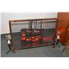 Image 1 : Vintage electric fireplace insert, fireplace screen and andirons