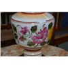 Image 2 : Electric banquet style milk glass table lamp with hand painted floral bowl