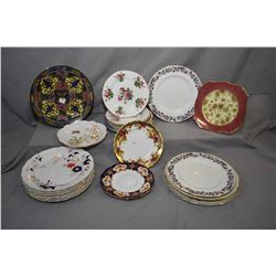 Large selection of china and semi porcelain plates including Royal Crown Derby, Royal Chelsea, Hamme