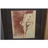 Image 1 : Three framed vintage lithographs including two nudes an a abstract, all approximately 10" X 8"