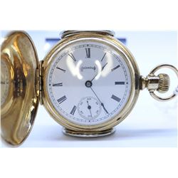 Columbus size 6, 11 jewel pocket watch. Model 1, serial #330026, circa 1895. 3/4 gilt plate stem win