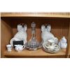 Image 1 : Shelf lot of vintage and antique collectibles including pair of Staffordshire style dogs, Torquay wa