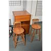 Image 1 : Pair of small maple breakfast stools and a record cabinet, sans interior