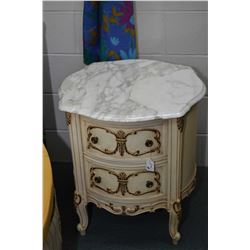 Pair of French provincial marble top night tables