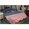 Image 1 : Vintage 81" diameter round bed with curved headboard and matching valance set and bedding