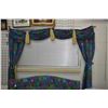 Image 2 : Vintage 81" diameter round bed with curved headboard and matching valance set and bedding