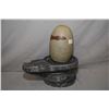 Image 1 : Hand carved fertility sculpture with soapstone base and rock egg, 12" in height