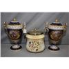 Image 1 : Two matching Vienna lidded porcelain double handled urns with hand painted enamelled cameos and gild