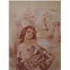 Image 1 : Original sanguine chalk drawing of a nude by French artist Yves Diey, 13 1/2" X 10"