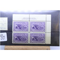 Set of four joined Canadian 50 cent postage stamps George VI  Canadian Munitions Factory  scott no. 