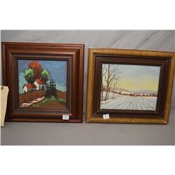 Two framed original paintings including acrylic on board titled  Pathway Home  signed by artist L. K