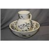 Image 1 : Vintage P. B & S Palawan glazed stoneware wash basin and water jug with decorative bird motif