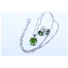 Image 1 : Ladies sterling silver and gemstone style pendant and earrings set with 18" sterling chain