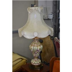 Pair of matching porcelain table lamps on brass bases