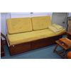 Image 1 : Mid century cherry veneer custom made chaise with three drawers in base