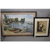 Image 1 : Framed vintage William Stand etching "Fruit Seller" and an unsigned watercolour of a dock scene, 13 