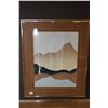 Image 1 : Framed original acrylic on heavy paper painting of trees and mountains signed by artist Wm. James, 1