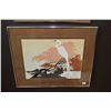 Image 1 : Framed original painting of crane in trees signed by artist Wm. James, 12" X 16"