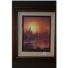 Image 1 : Framed oil on canvas painting of a trees and lake signed by artist David Daase 1984, 10" X 8"