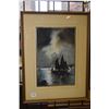 Image 1 : Framed original watercolour painting of sailing ship in the harbour, no signature seen, 12" X 8"