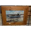 Image 1 : Framed oil on board painting of a fishing board signed artist A. Kuvylyk (?), 9" X 11"