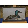 Image 1 : Framed hand painted on silk loon painting signed by artist 8" X 11"