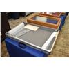 Image 1 : Near new aluminium and glass suitcase style counter top display case with carry handle, sans key, 22