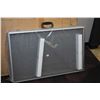 Image 1 : Near new aluminium and glass suitcase style counter top display case with carry handle, sans key, 22