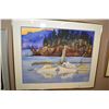 Image 1 : Framed original watercolour painting of docked boats scene signed by artist Melanie DesRoches 1992, 