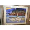 Image 1 : Framed original watercolour painting of docked boats scene signed by artist Melanie DesRoches 1992, 