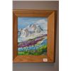 Image 1 : Framed oil on board painting of the Alpine Meadow in B.C, signed by Sara Cush, 10" X 8"