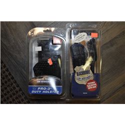 Two new in package right hand holsters including Uncle Mikes size 18, 3518-5 and a BlackHawk Smith &