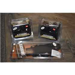 Three new in package Black Hawk left handed holsters including two for Glock 17/19/22/23/31/32 and a