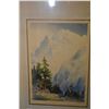 Image 2 : Framed coloured wood cut print titled "Mt. Blanc" signed by artist J. Alphege Brewer