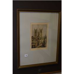 Two framed artworks including a decorative map "London, the Bastion of Liberty" and a vintage colour